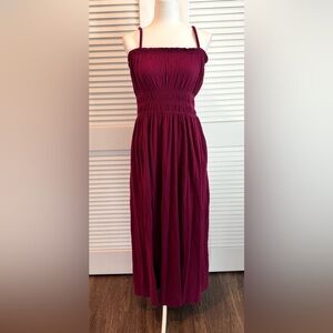 LOFT Rich Berry Smocked Dress